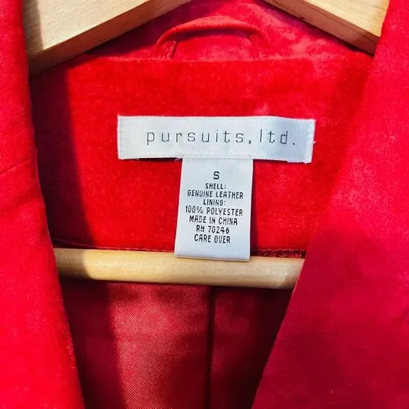 Vintage Pursuits LTD Red Suede Leather Jacket Size Small - Picture 3 of 6